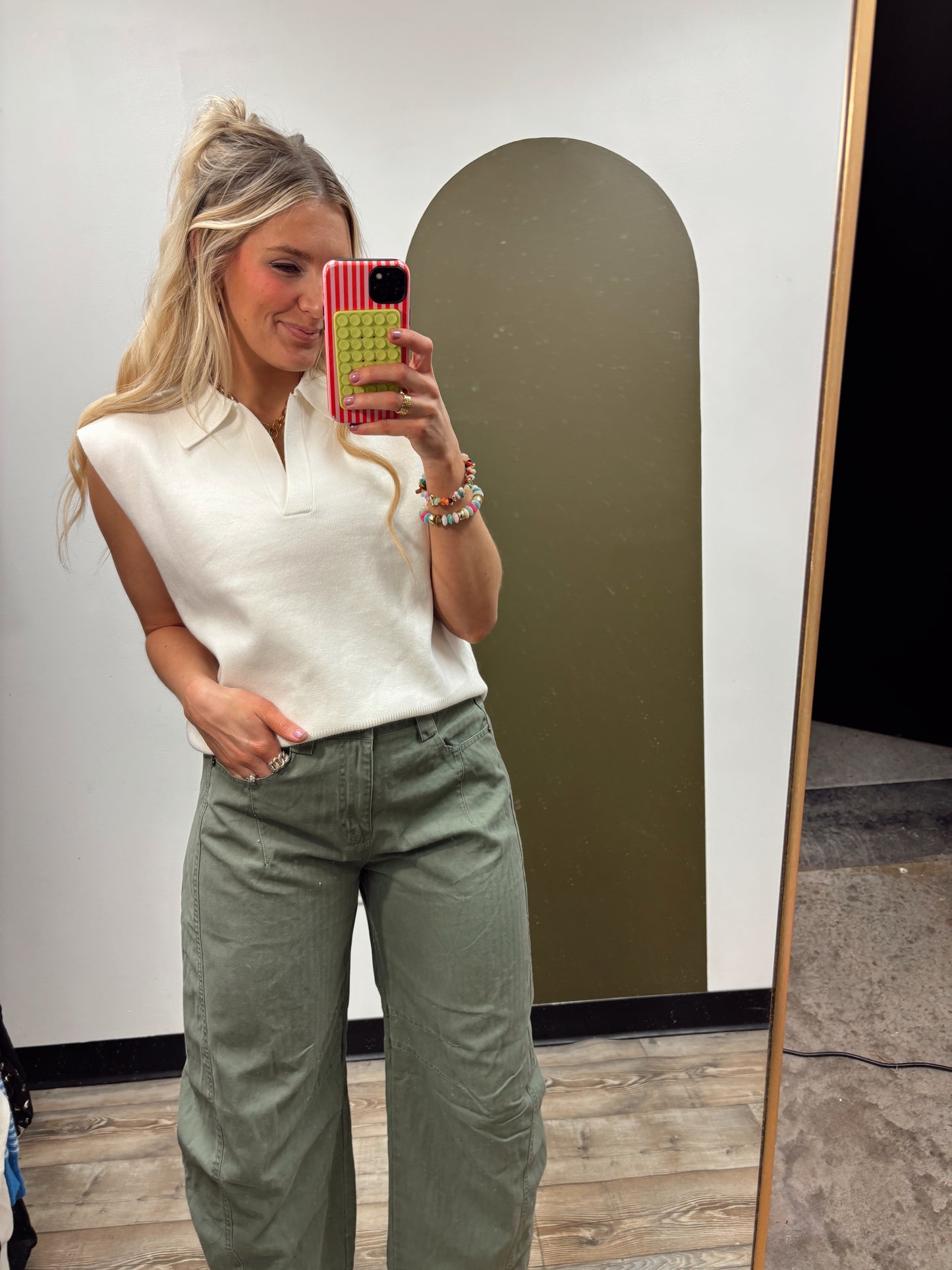 Maeve Polo Knit Top (Ivory)