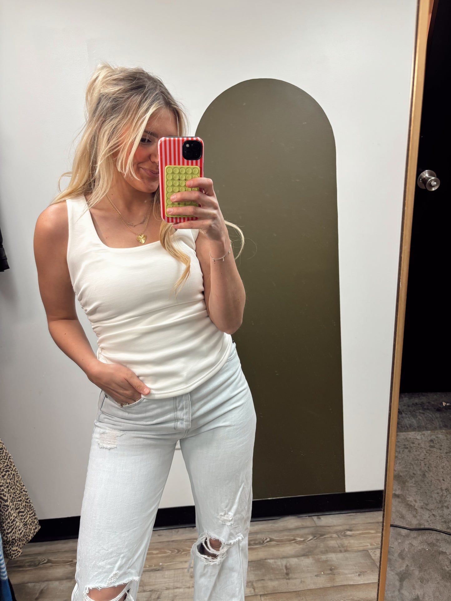 Rena Ruched Tank (White)