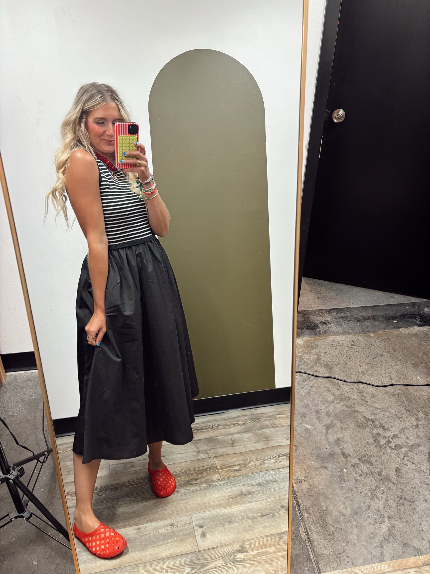 Seaside Stripe Maxi Dress (Black)