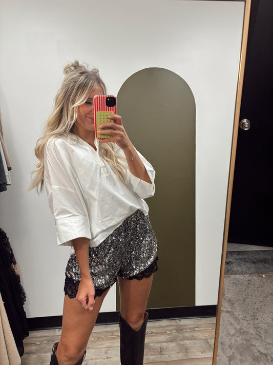 Button Front Popover Shirt (White)