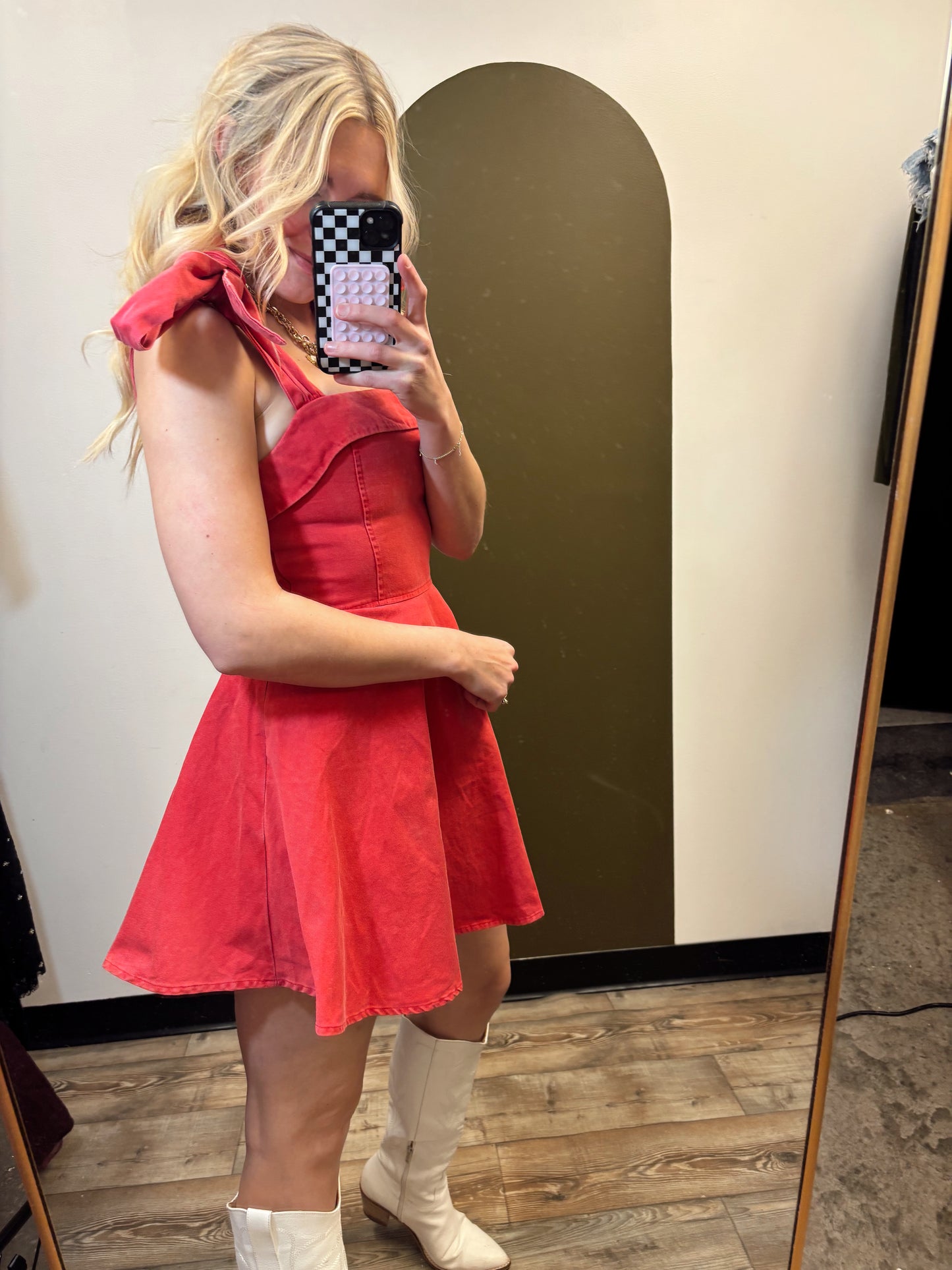 Georgia Fit Flare Dress (Red)
