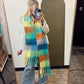 Beaufort Gingham Scarf (Blue/Orange)