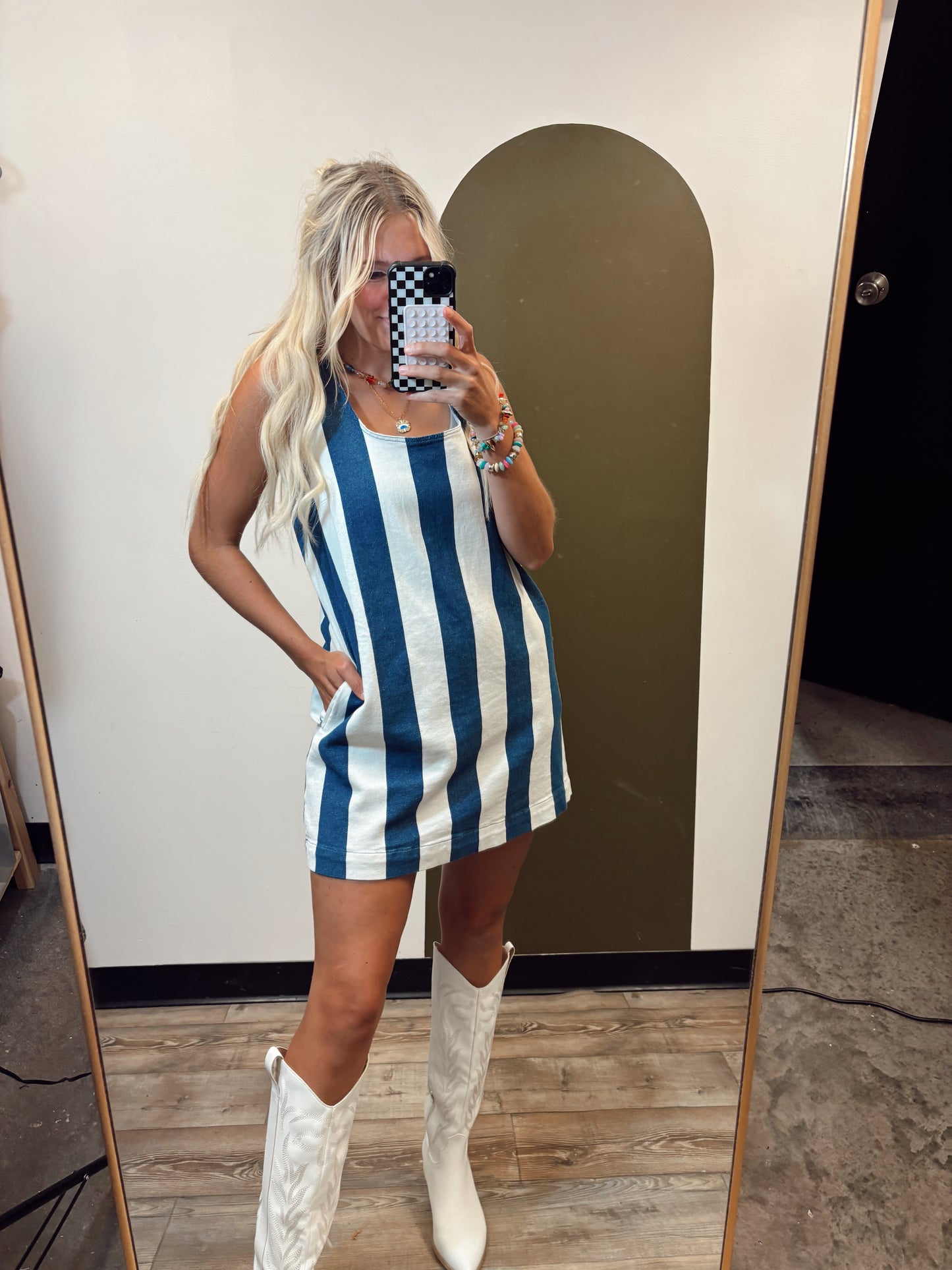 Sheila Stripe Dress (Navy)