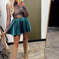 Fall Whimsy Lace Satin Skort (Pine Green)
