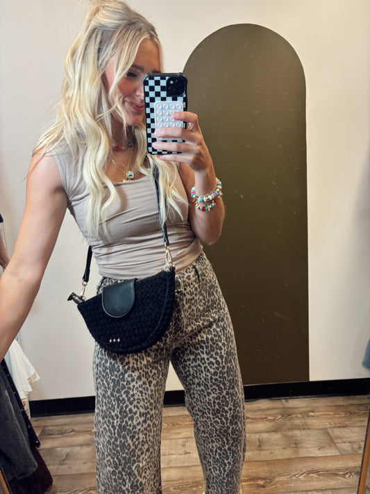 Selena Suede Flap Crossbody (Black)