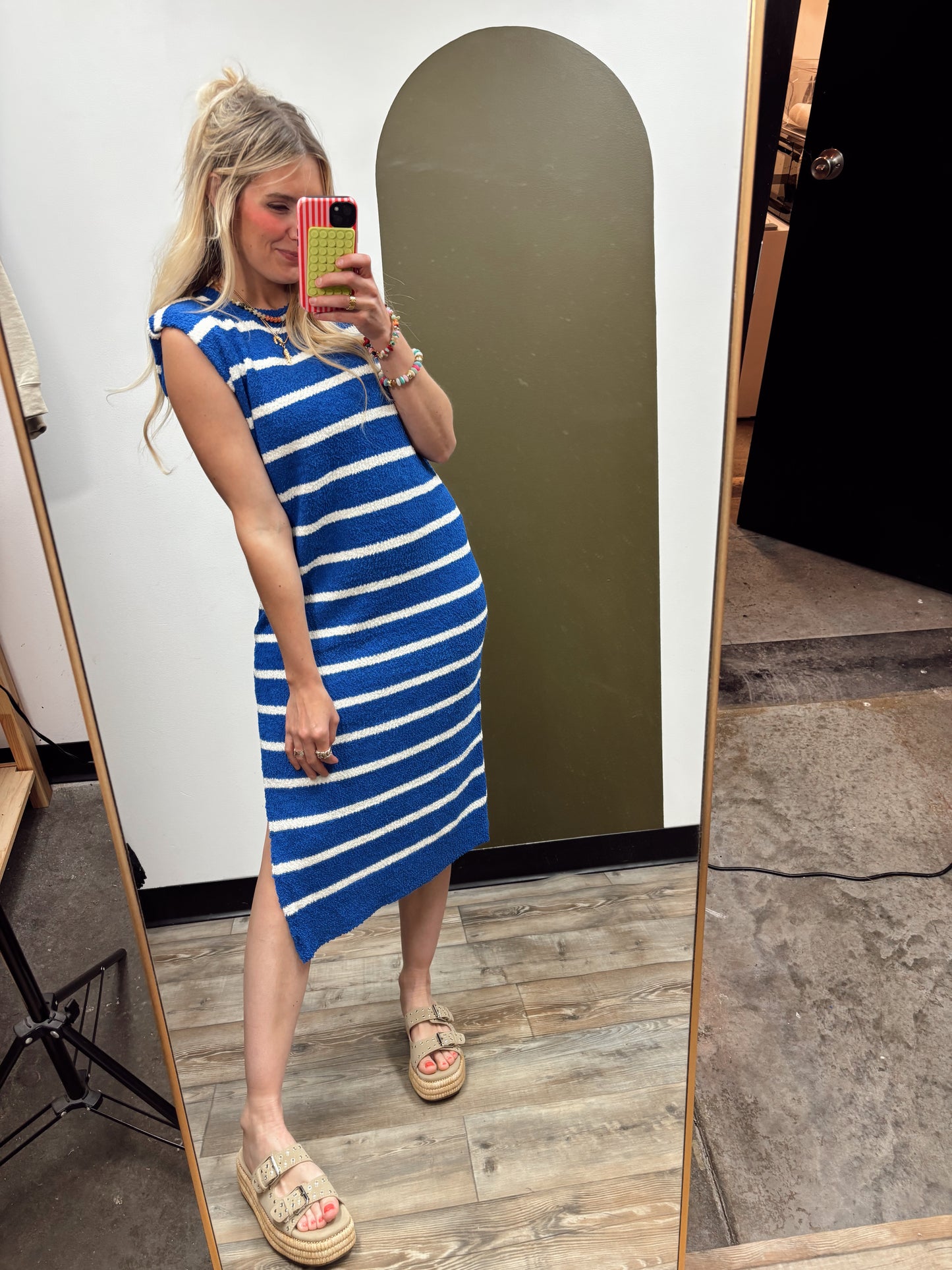 Candy Stripe Knit Dress (Blue)