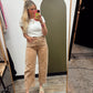 Embroidered Detail Barrel Pant (Rust)
