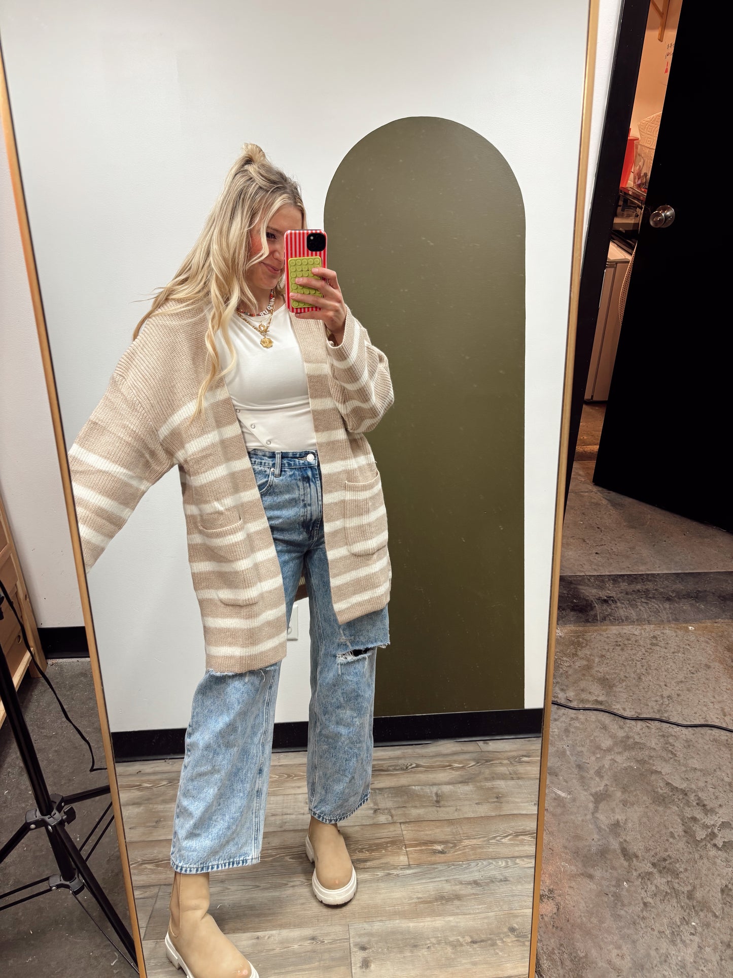 Logan Stripe Sweater (Taupe)