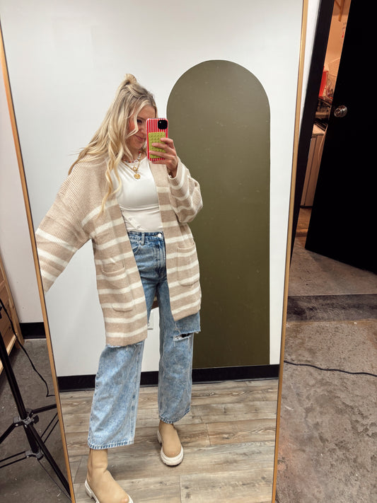 Logan Stripe Sweater (Taupe)