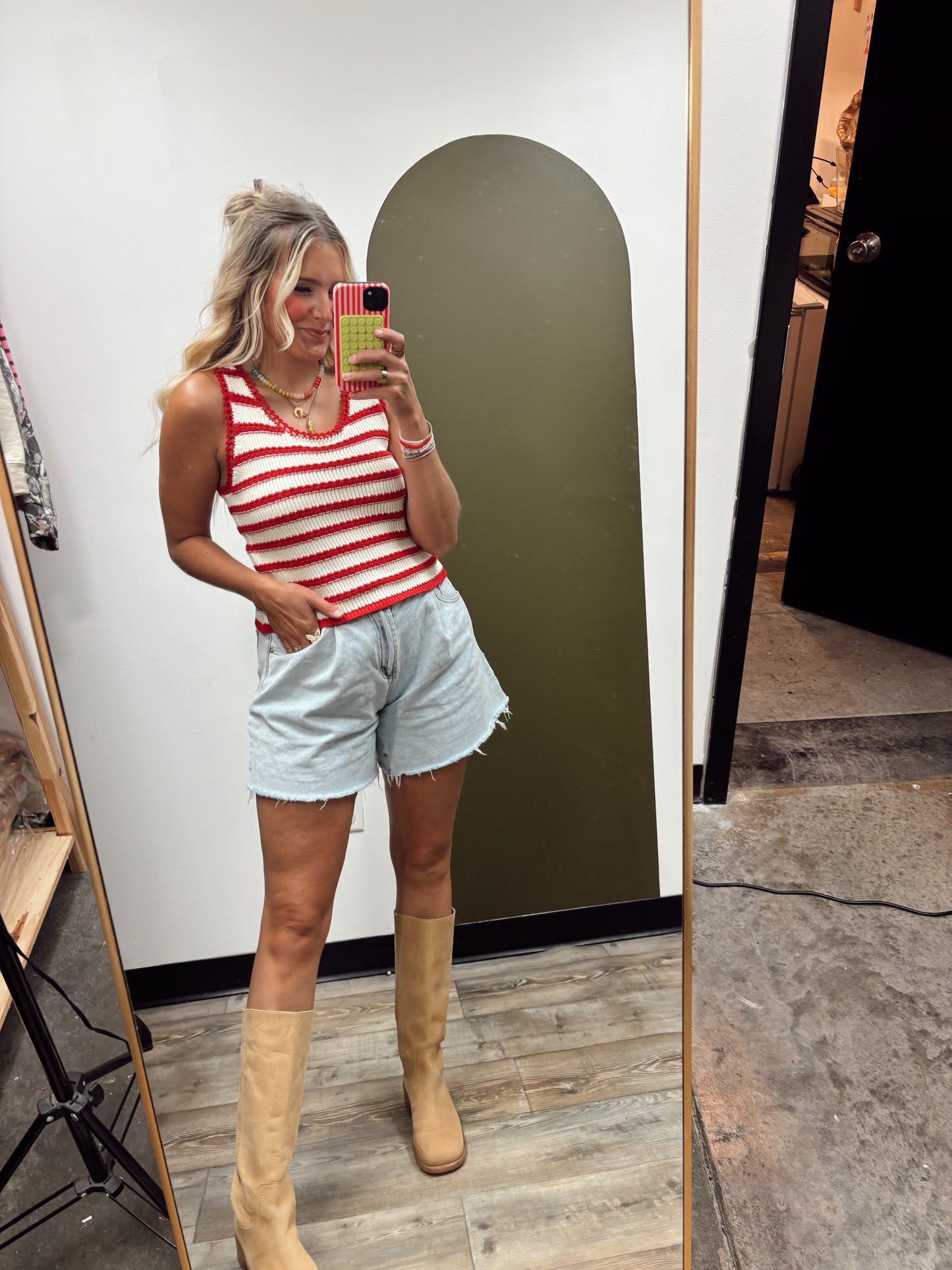 Lyla Stripe Tank (Red)