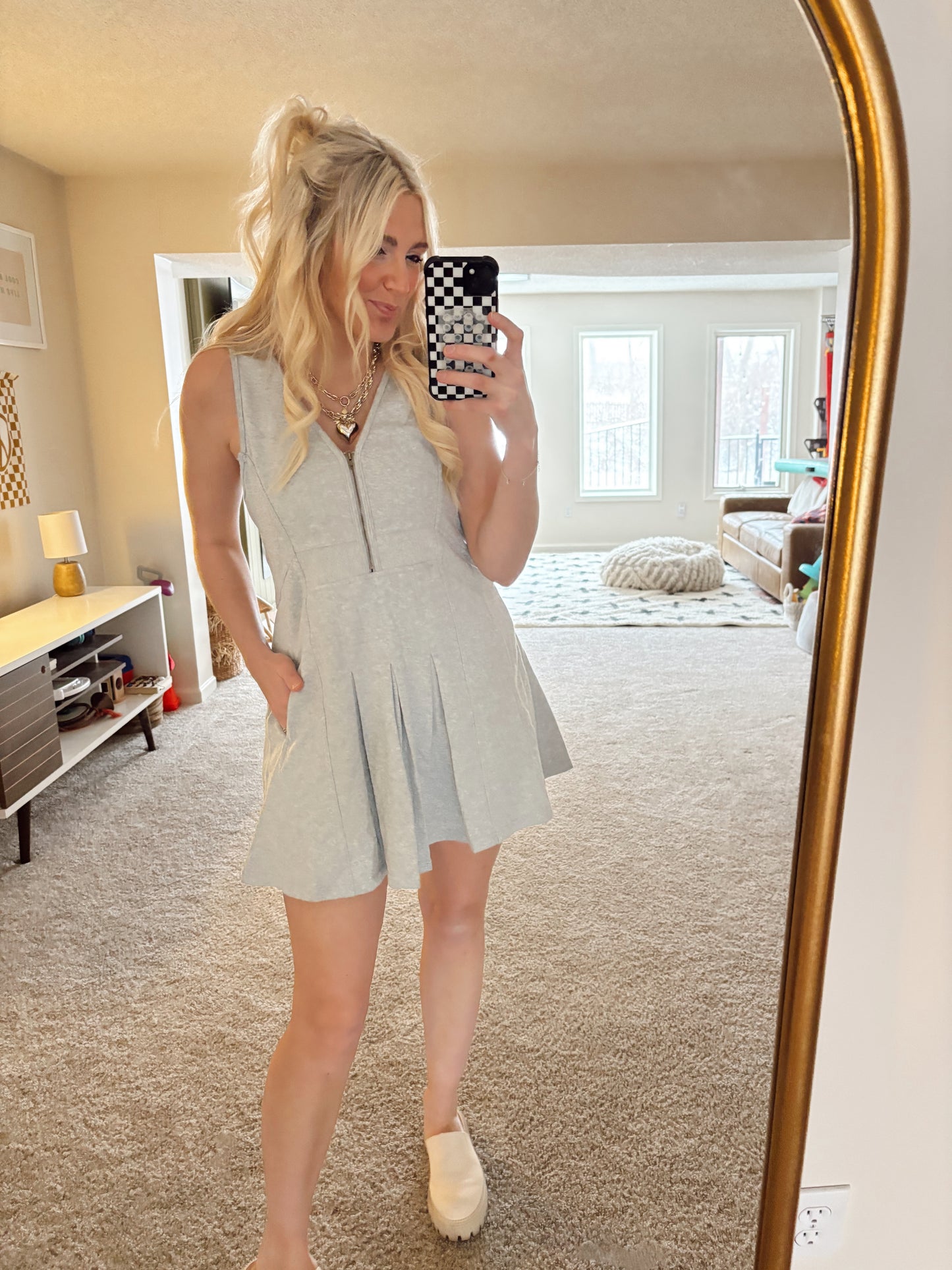 Juniper Pleat Dress (Grey)