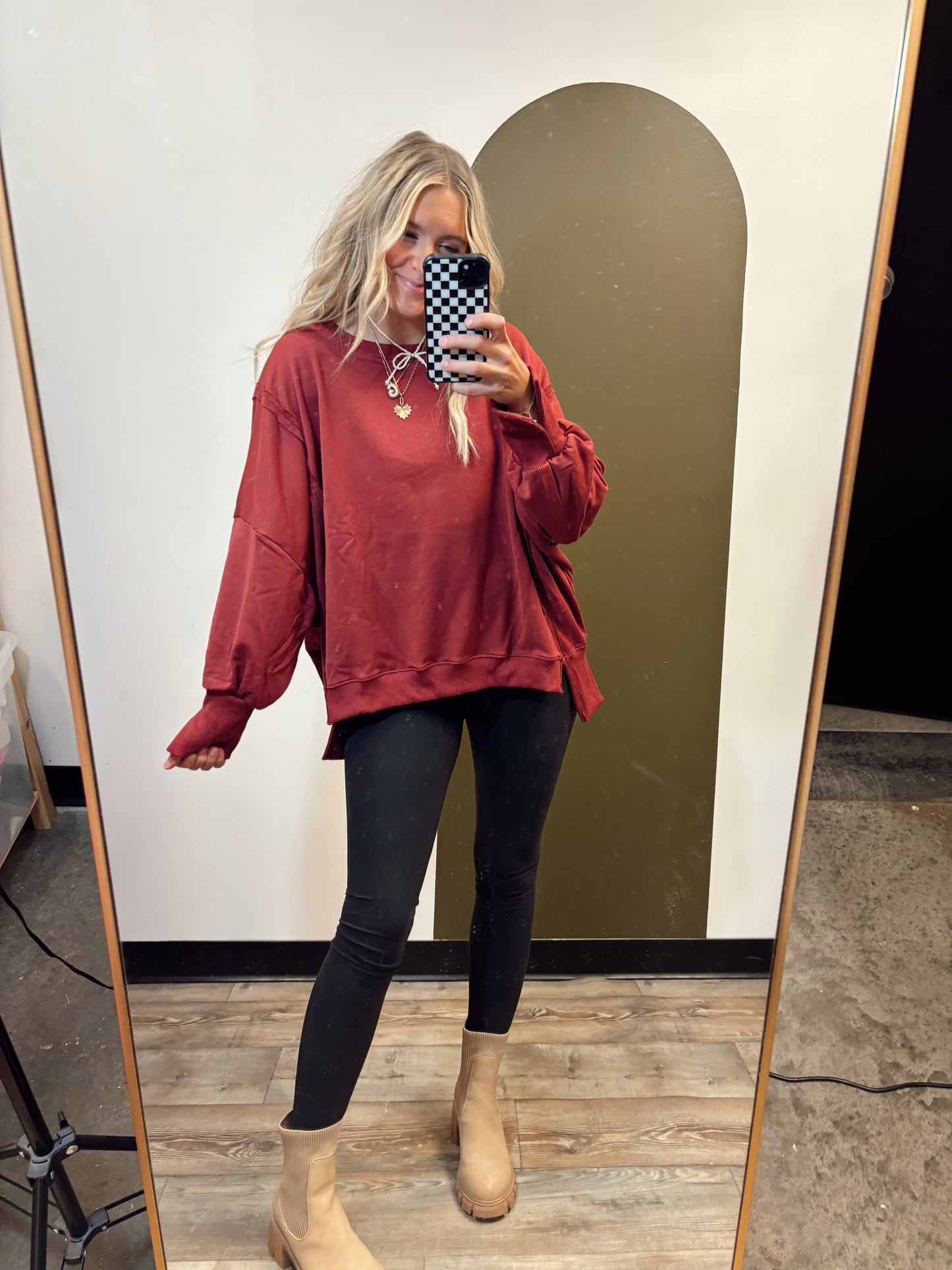 Sienna Sweat Top (Burgundy)