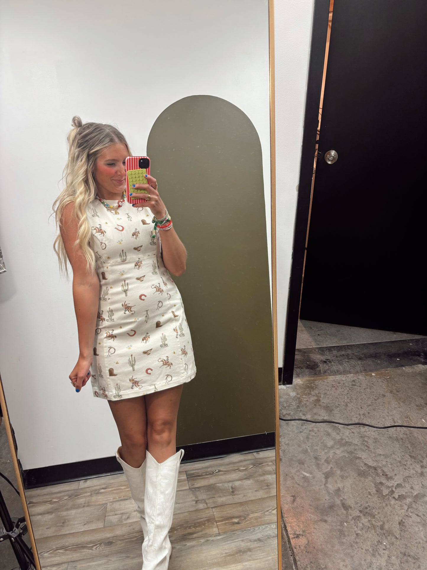Western Print Mini Dress