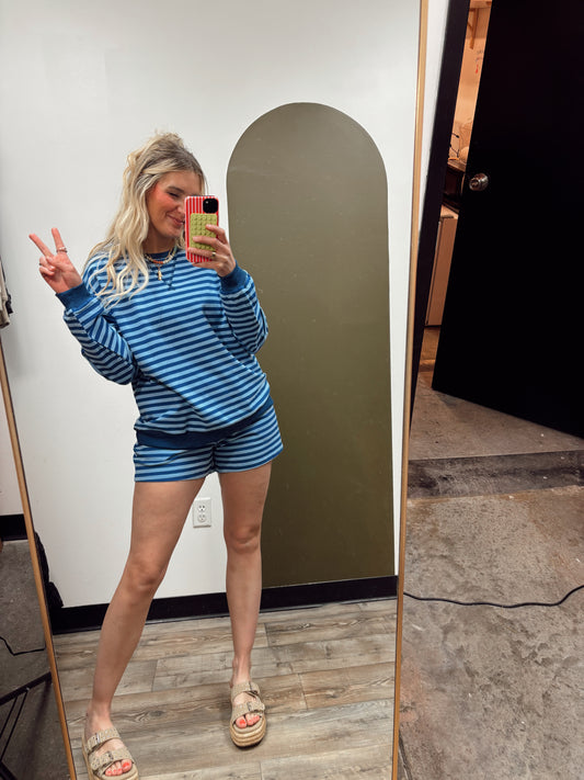 Striped Short Set (Blue)