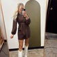 Sadie Front Tie Dress (Brown)