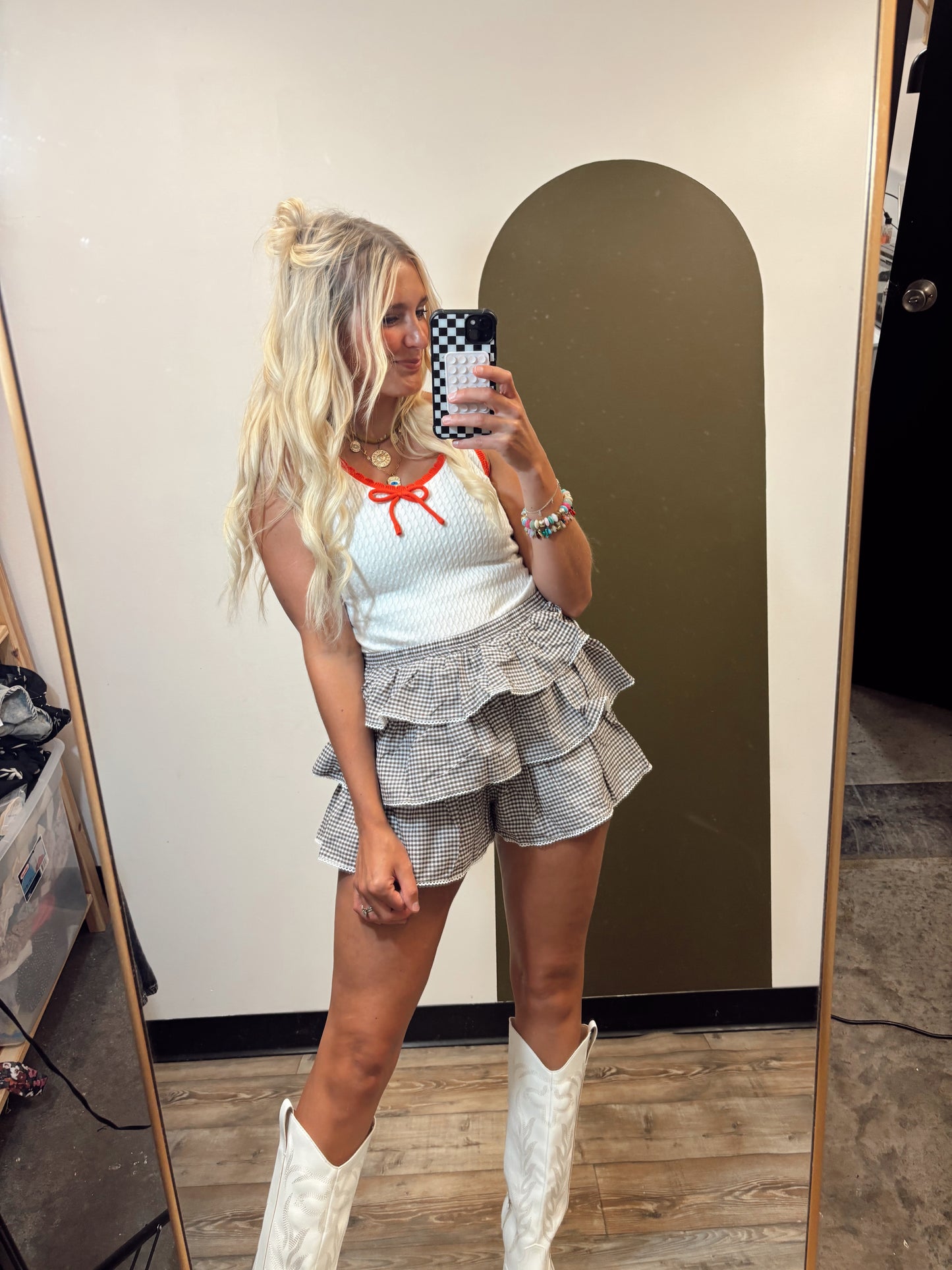 Tessa Checked Skort (Brown)