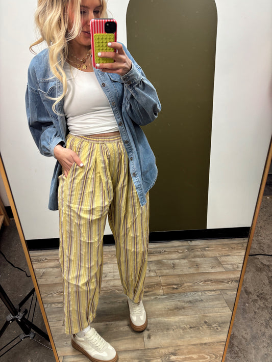 Perry Stripe Parachute Pant (Yellow)
