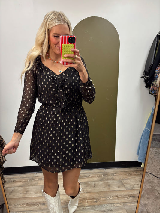 Nadia Lurex Dot Dress (Black)