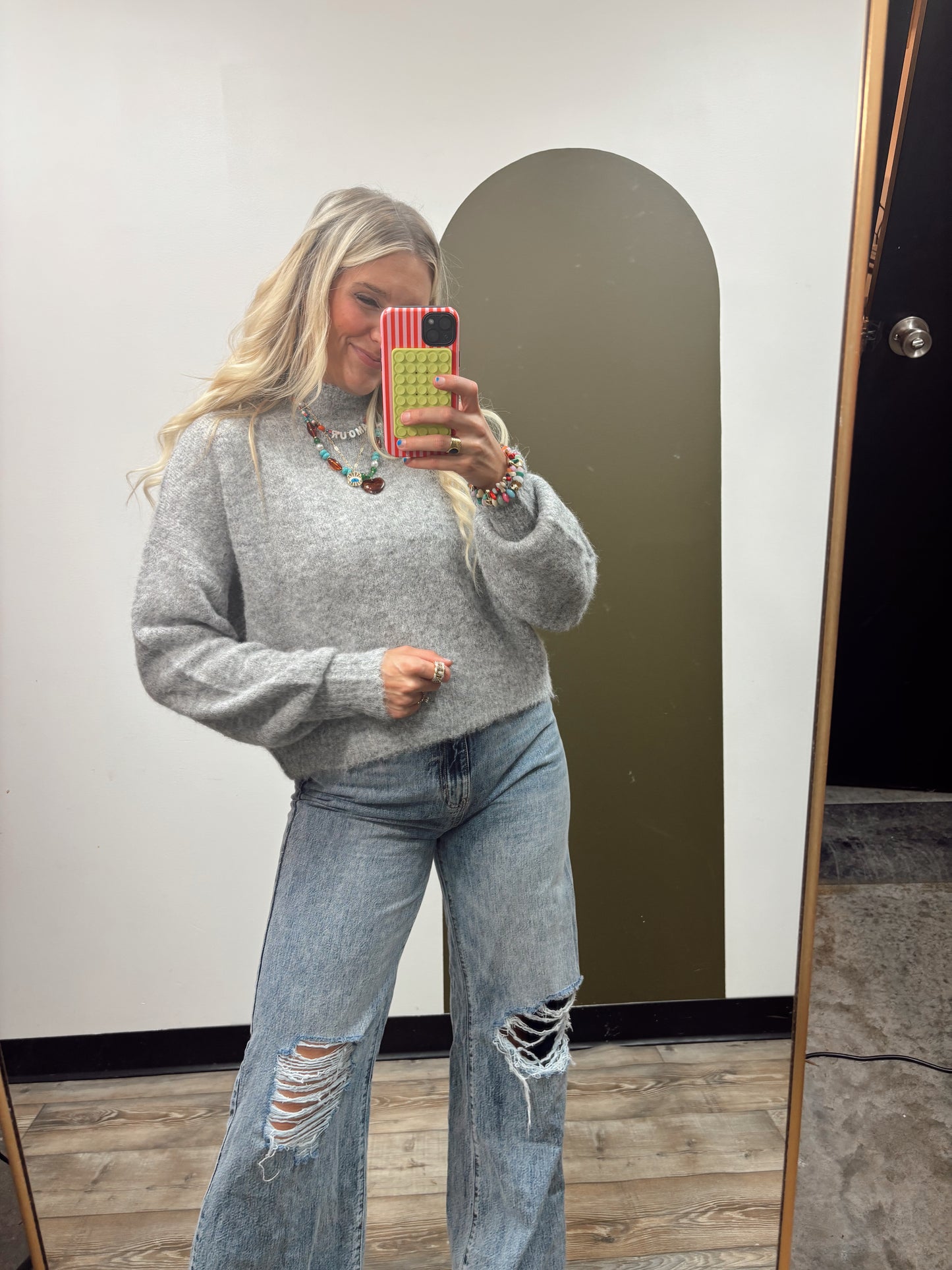 Reign Mock Neck Sweater (Grey)