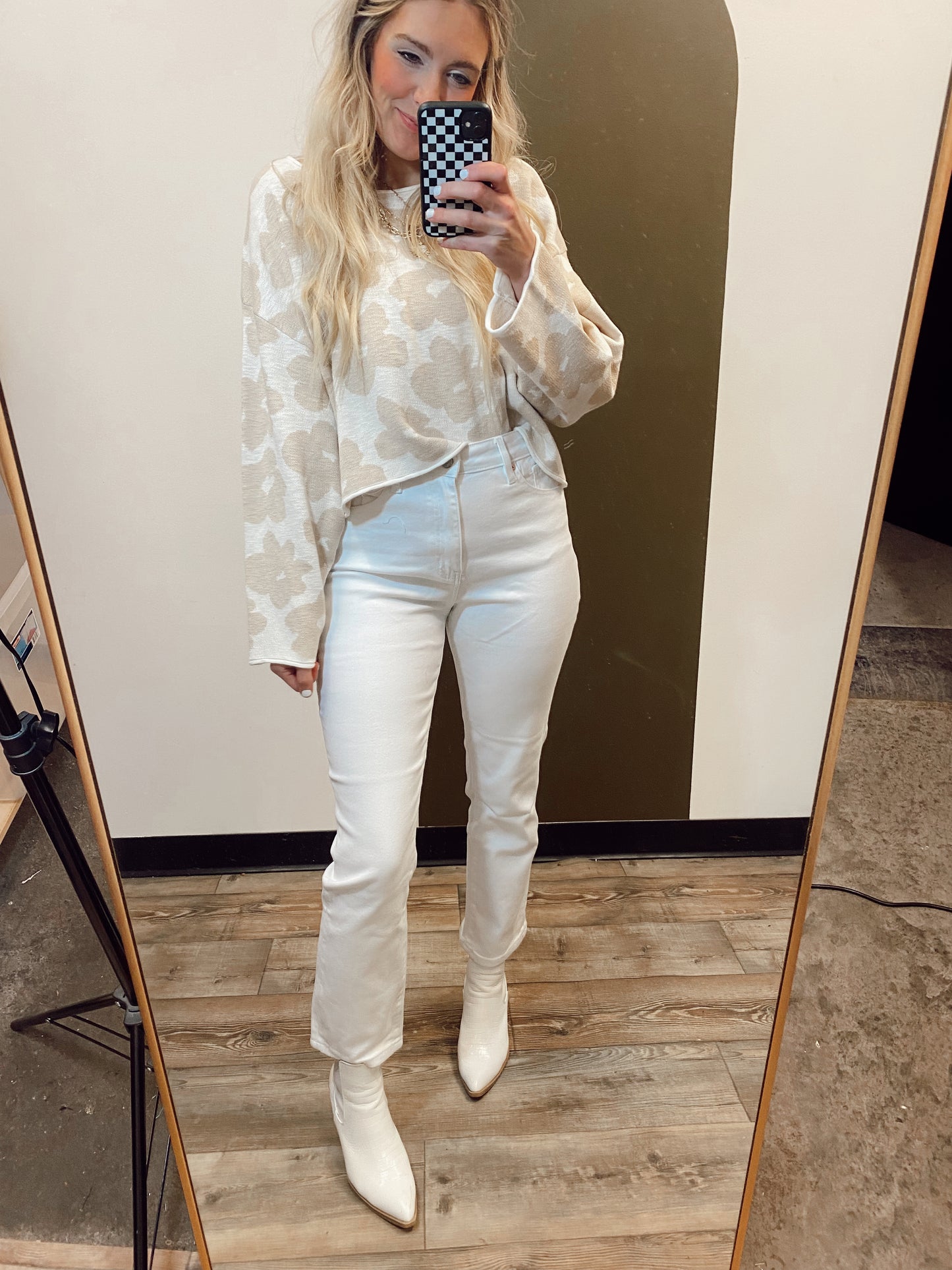 High Rise Slim Straight Jean (White)