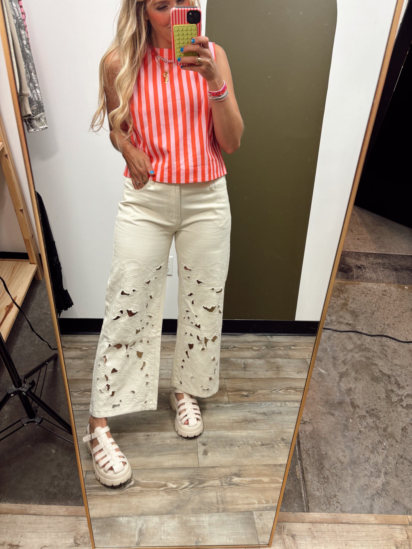 Laser Embroidered Pant (Cream)