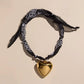 Heart Charm Bandana Necklace (Black)
