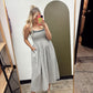 Shirred Bodice Contrast Dress (Grey)