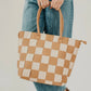 Courtney Checkered Tote (Brown )