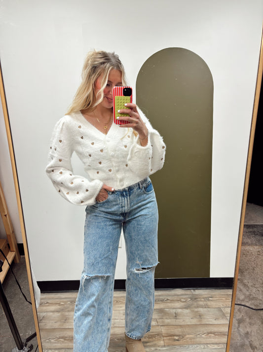 Hearts On Fire Cardigan (Cream)