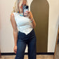 Saige Button Detail Tank (White)