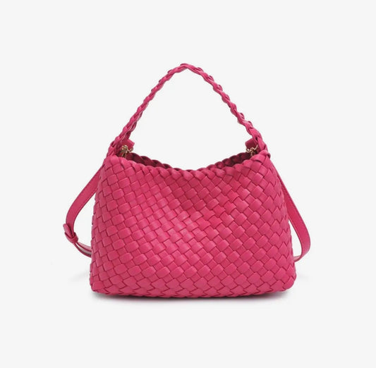 Kaia Woven Crossbody (Fuchia)