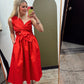 Katrina Bow Midi Dress (Red)
