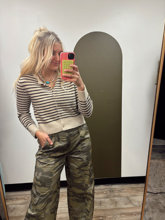 Marjorie Stripe Button Cardigan