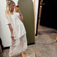 Lace Patchwork Maxi Dress (White)