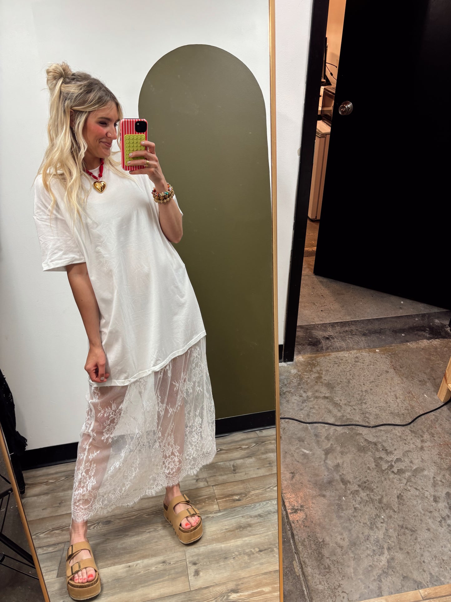 Lace Patchwork Maxi Dress (White)