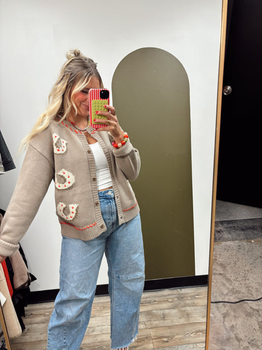 Lucky Horseshoe Cardigan Sweater