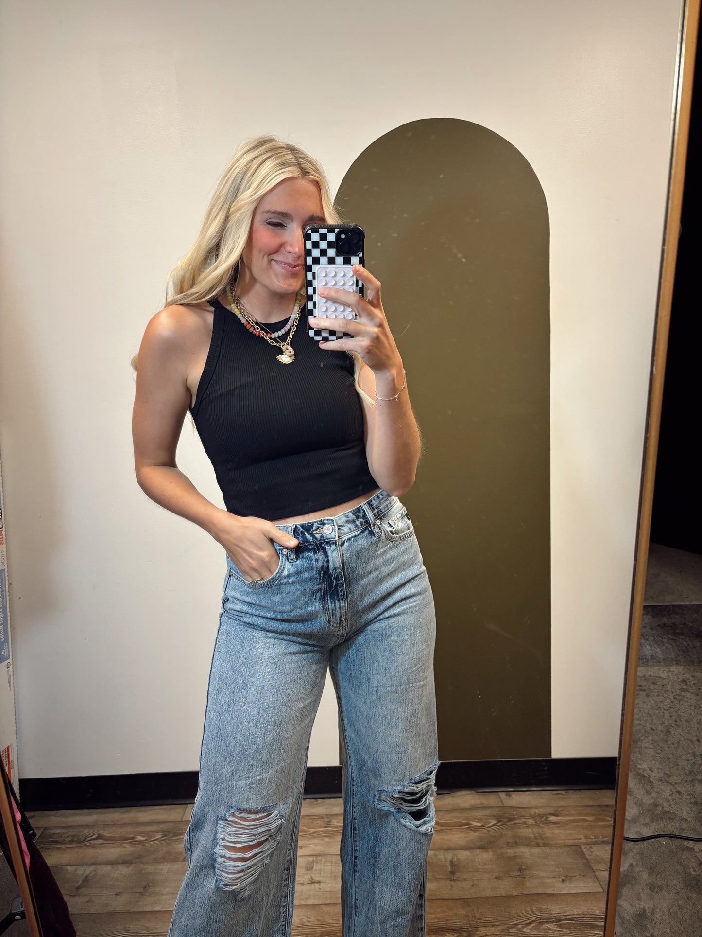 Rashida Rib Crop Tank (Black)