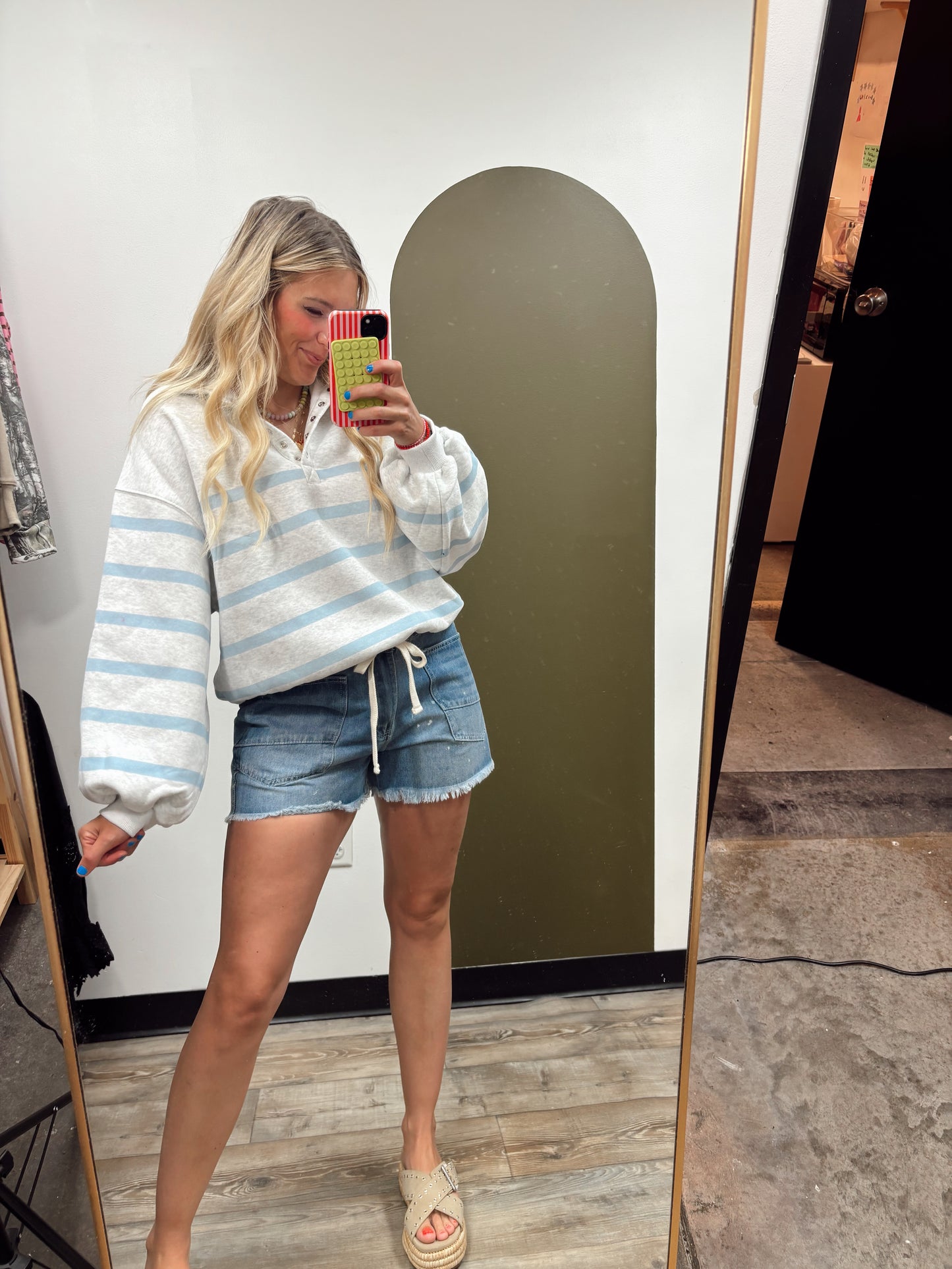 Addison Stripe Pullover (Blue/Grey)