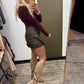 Tilly Vegan Leather Skort (Brown)