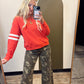 Poppy Racer Stripe Sweat Top (Red)
