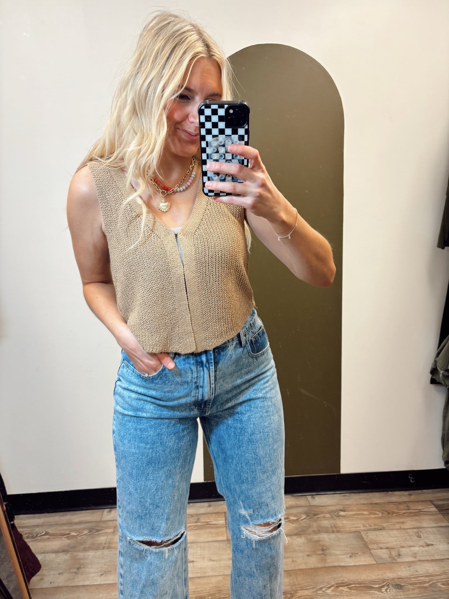 Cassandra Knit Vest (Tan)