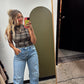 Sheer Slvless Plaid Tank