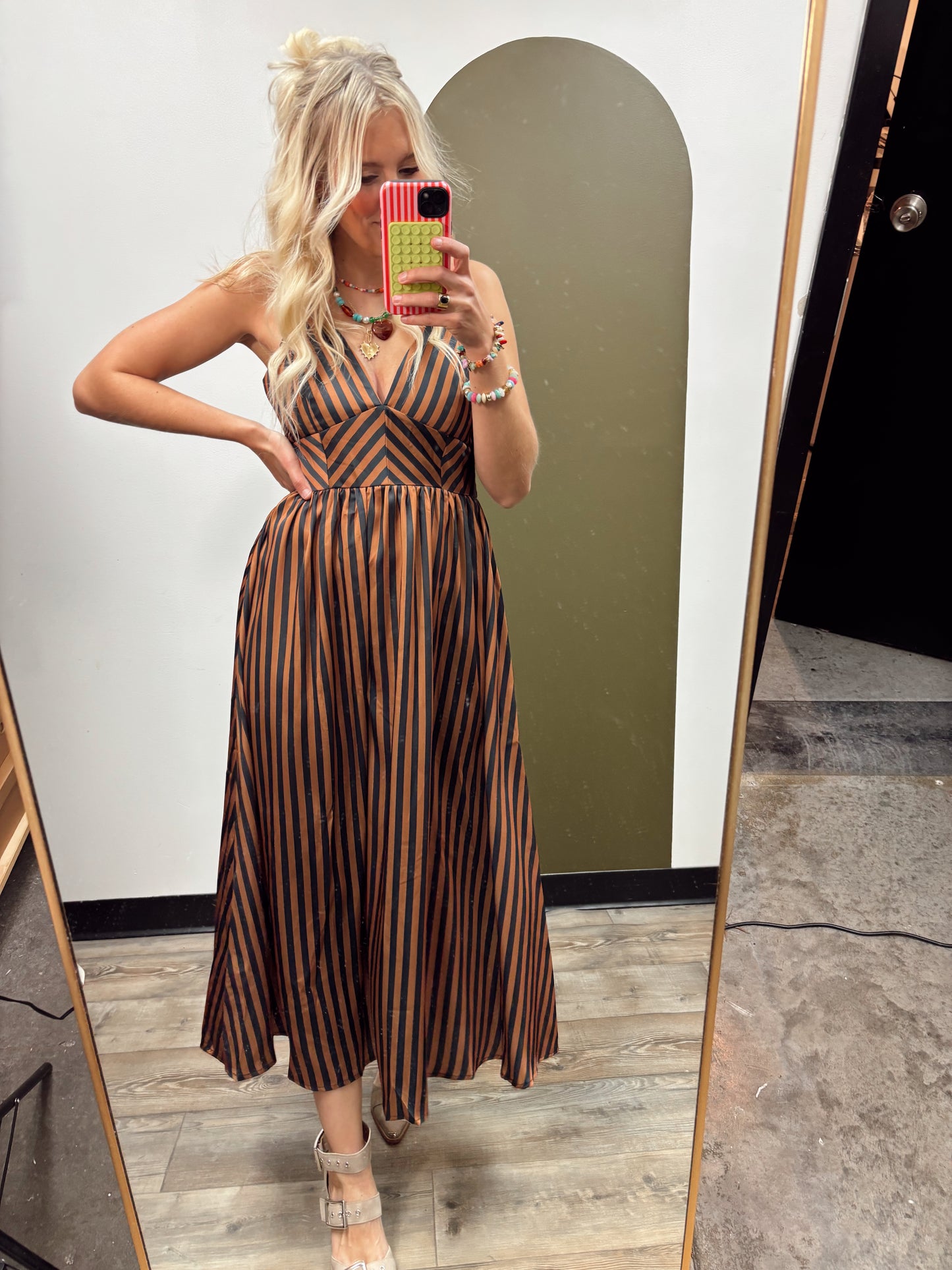 Marilyn Stripe Satin Maxi Dress