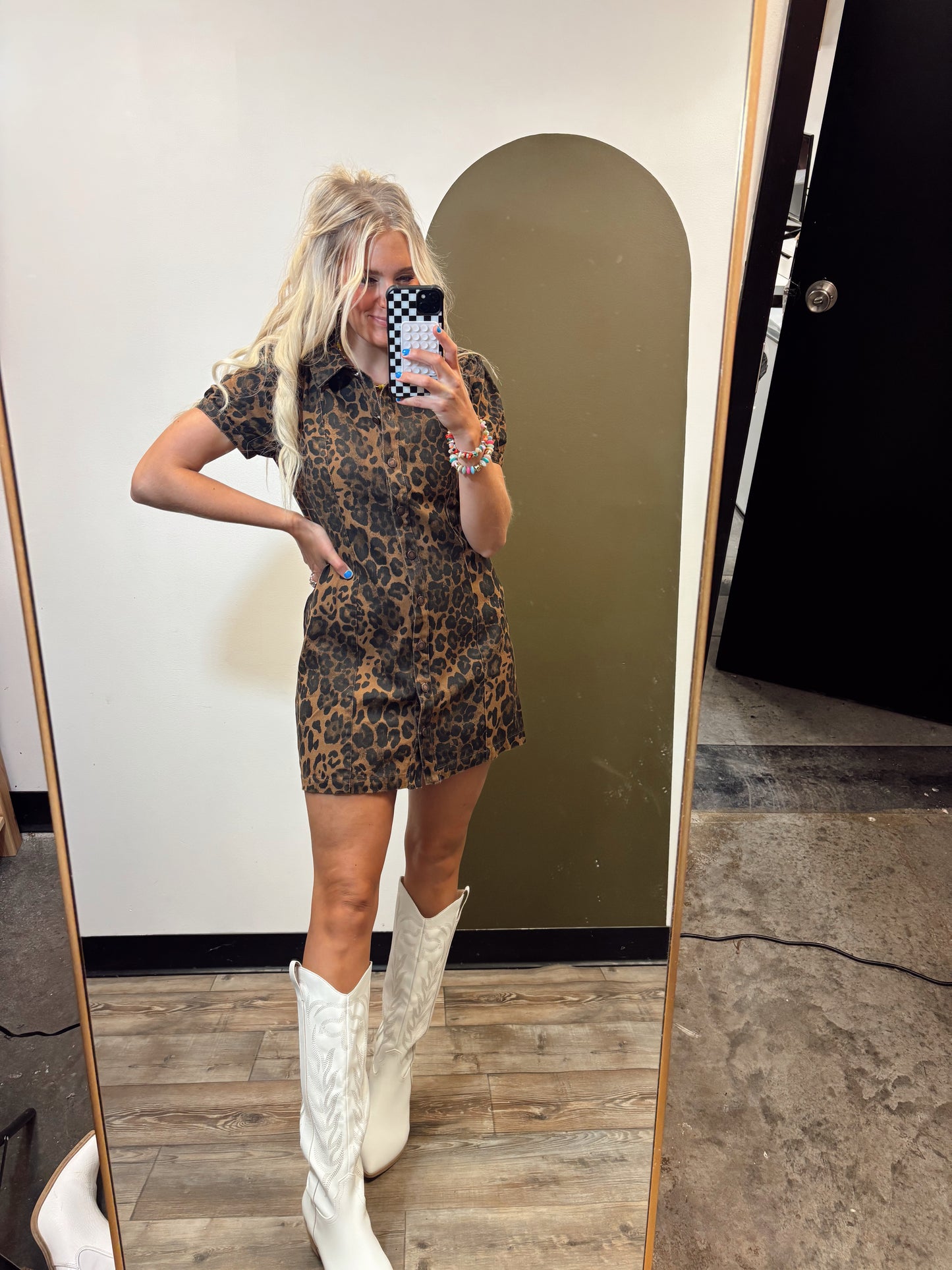 Short Cut Leopard Dress