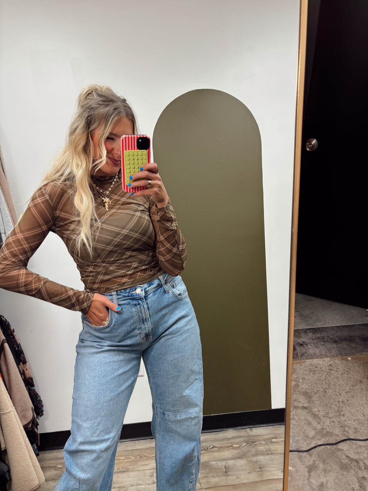 Plaid Sheer Top