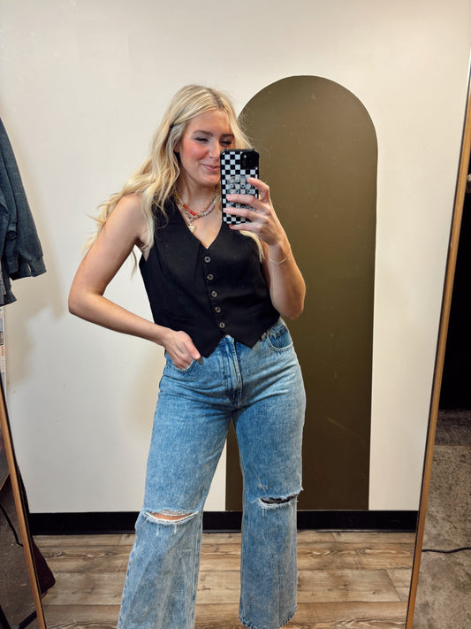 Kayla Button Vest (Black)