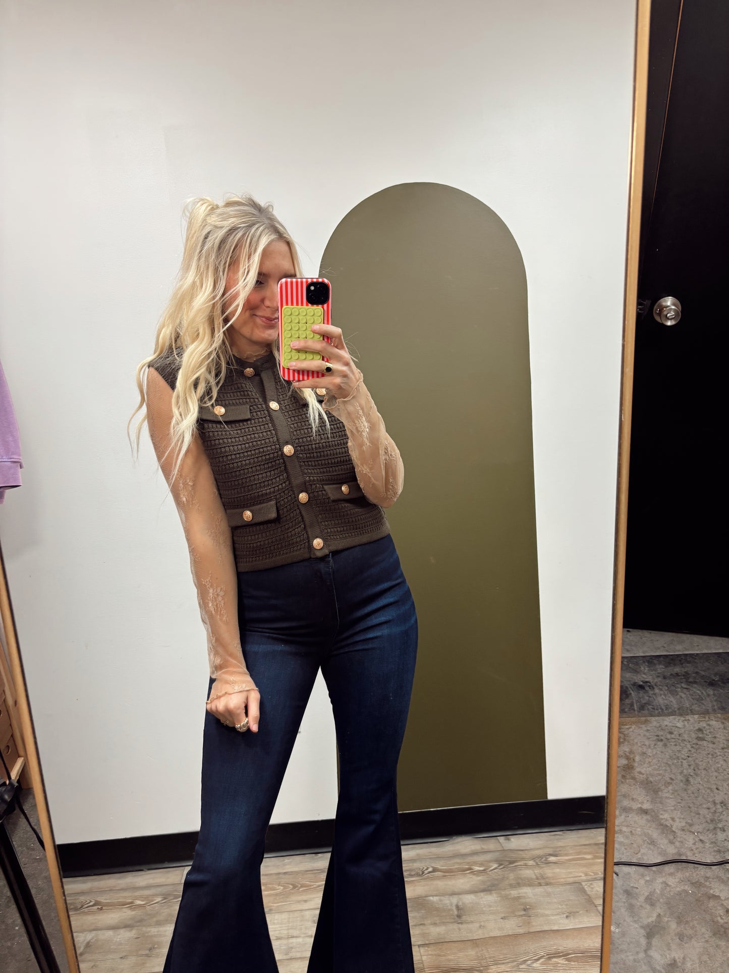 Selena Button Knit Vest (Brown)