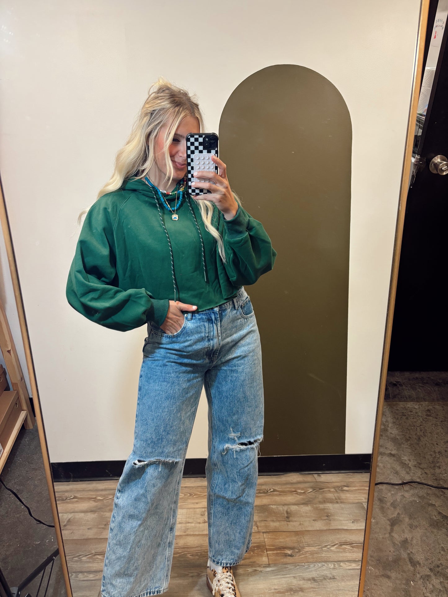 Allison Cropped Hoody (Green)