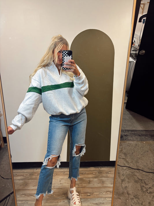 Undergrad Stripe Sweat Top (Green)