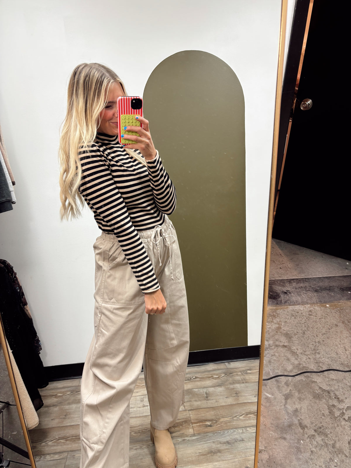 Becca Mock Neck Stripe Top